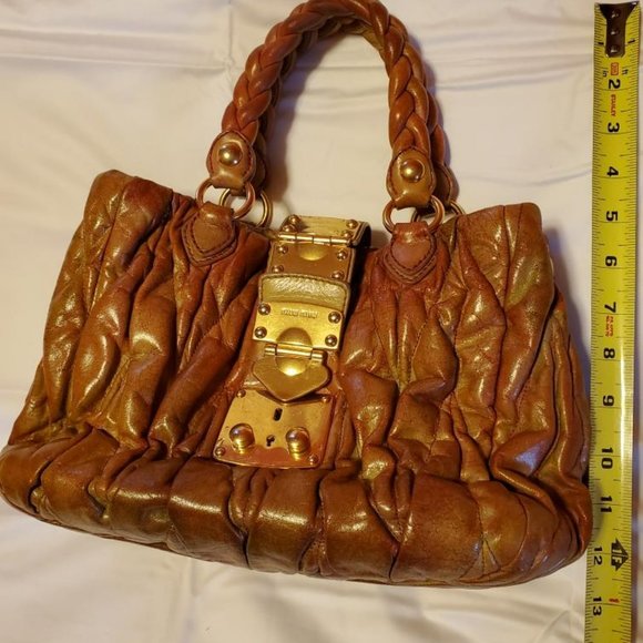 Miu Miu Metelasse Prada Leather purse hobo crossbody pink red yellow orang green - Picture 10 of 14